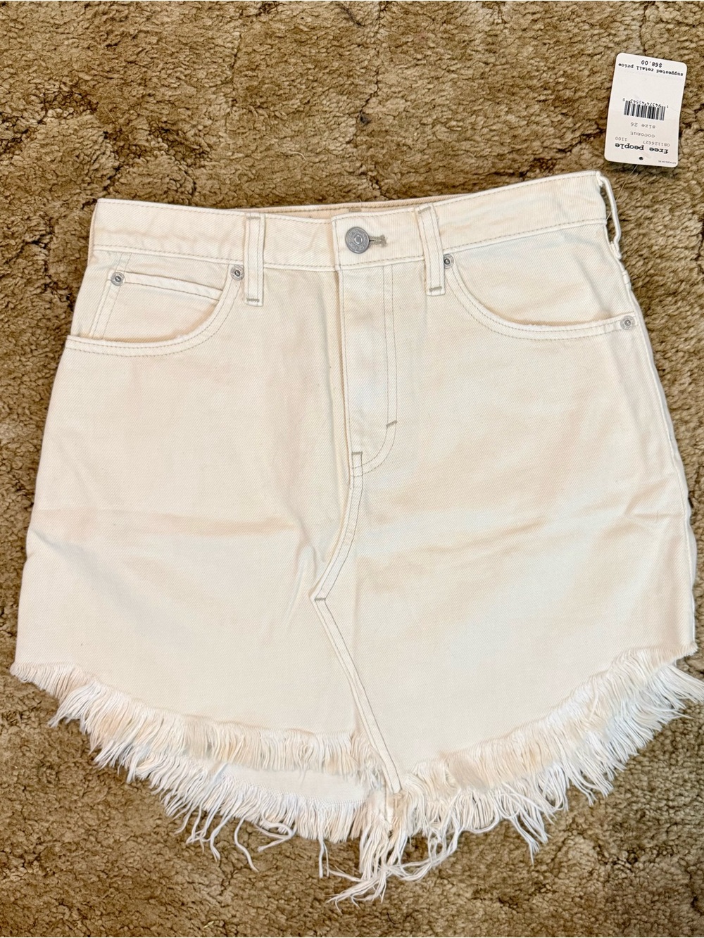 Free People We The Free Bailey Denim Mini Skirt Coconut NWT Size 26